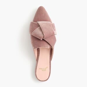J. Crew Pink Velvet Bow Mules Size 7